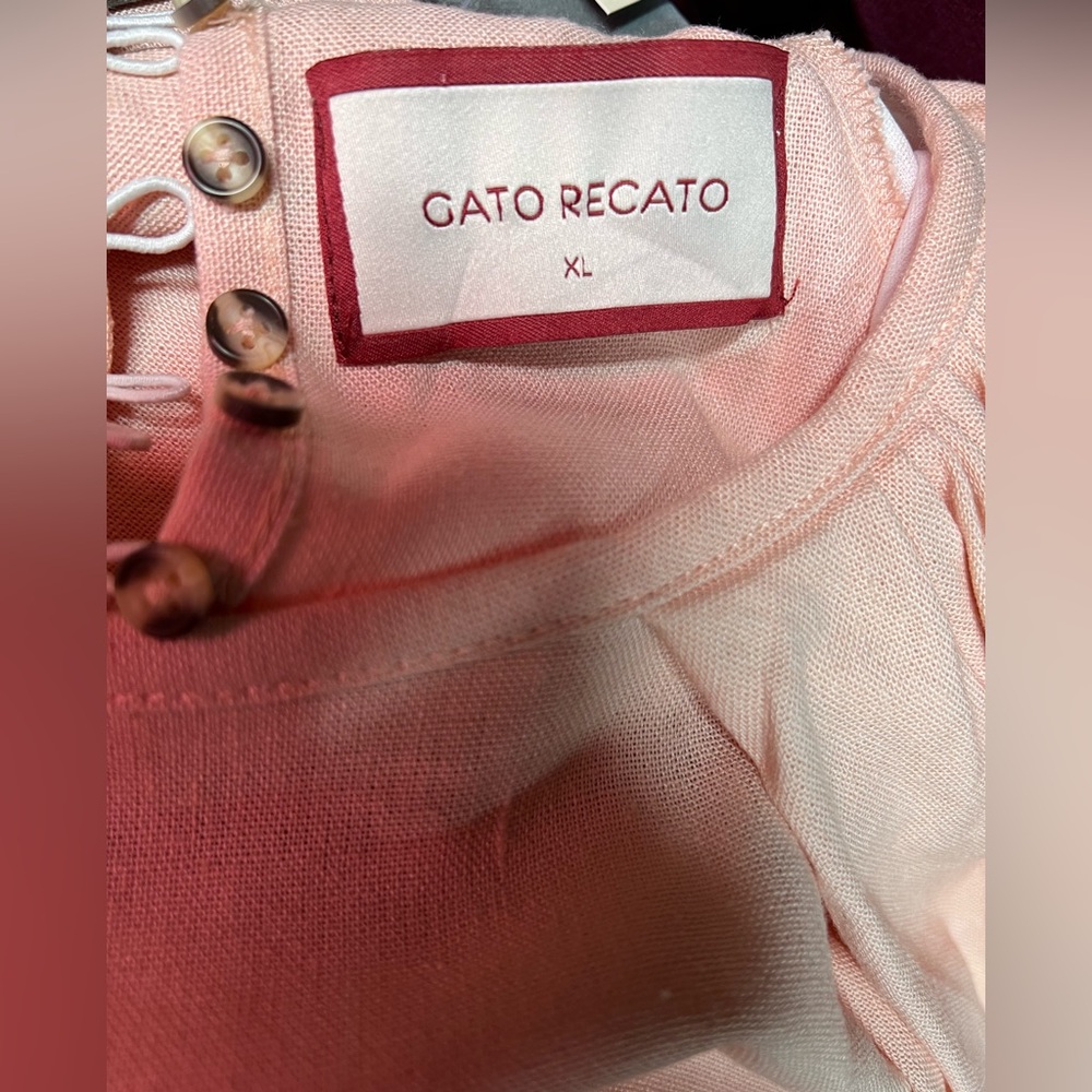 Gato Recato Women’s Linen Aye Ampur Dress Pink Maxi XL - Picture 5 of 5